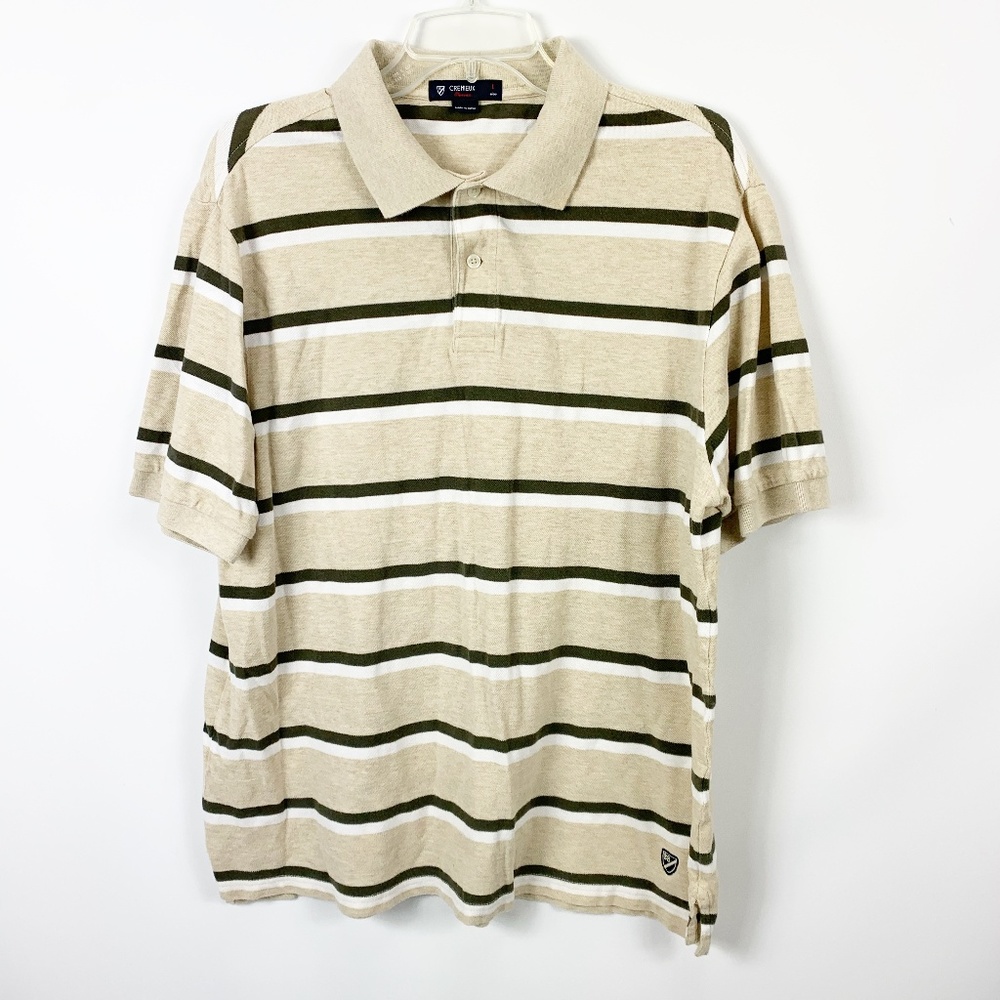 Daniel Cremieux Large Polo Shirt Tan Brown Stripe